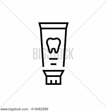 Toothpaste Tube Icon. Dentistry On White Background. Editable Stroke.