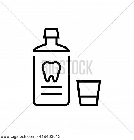 Rinse For Teeth Icon. Dentistry On White Background. Editable Stroke.