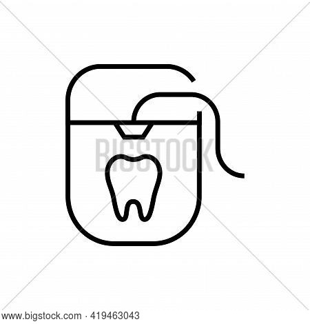 Dental Floss Icon. Dentistry On White Background. Editable Stroke.