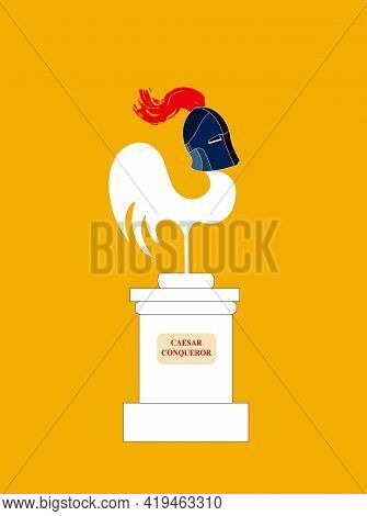 Illustration Of A Rooster With A Helmet In A Museum For The Idea Of A Caesar That Had Too Much Pride