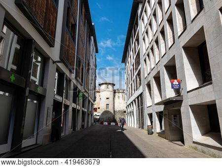 BAYONNE, FRANCE - CIRCA APRIL 2021: The Old Castle of Bayonne as seen from Aristides de Sousa Mendes street.