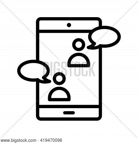 Video Call Flat Line Icon. Vector Outline Illustration Of Online Meeting Icons, Work Form Home, Soci
