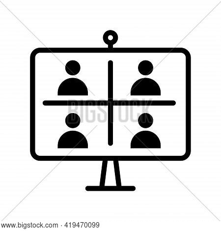 Video Call Flat Line Icon. Vector Outline Illustration Of Online Meeting Icons, Work Form Home, Soci