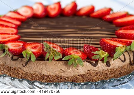 Homemade Strawberry Cake. Strawberry, Chocolate Cake Sweet Dessert
