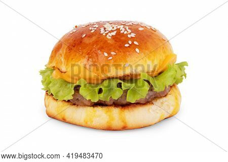 Fresh Tasty Burger Isolated On White Background