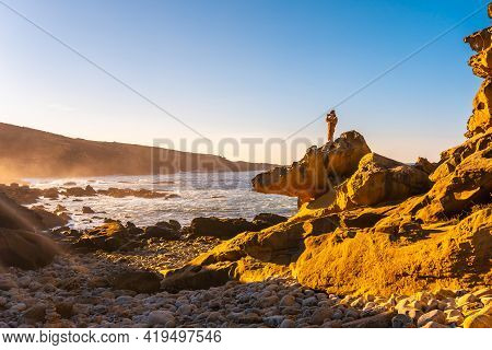 Stony Cove In The Jaizkibel Mountain In The Town Of Pasajes Near San Sebastian. Basque Country