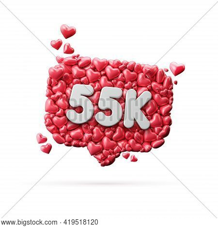 55 Thousand Social Media Influencer Subscribe Or Follow Banner. 3d Rendering