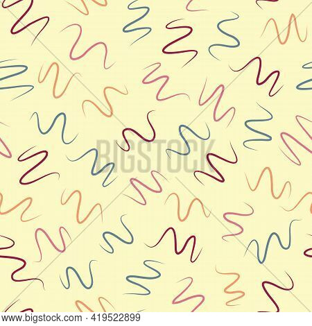 Multicolor Streamers Geometric Seamless Repeat Pattern. Beautiful Vector Illustration Perfect For Fa