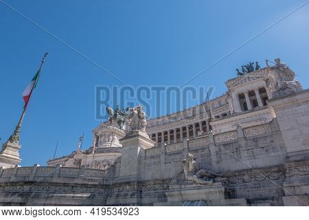 Beautiful View Of Rome In Italy. Ancient Historical Ruins, Famous Monuments, Alley's And Streets.