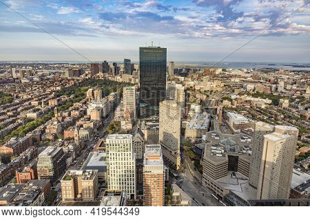 Aerial View To Skyline Of Boston, Massachussets