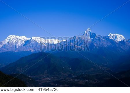 Mountain Panorama View Of Himalaya Range, Mountains Range