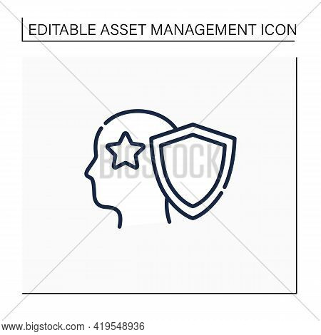Intellectual Property Line Icon. Copyright. Intangible Creations. Law Protects. Asset Management Con