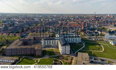 Aerial View With Drone Of The Beautiful City Turnhout In Belgium, Europe. High Quality Photo
