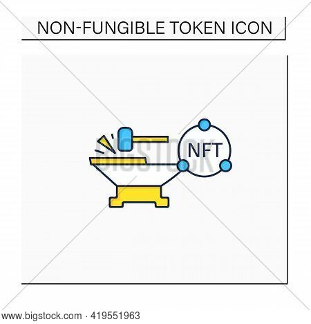 Minting Color Icon. Tokenizes Digital Asset On Blockchain. Minting Cryptocurrency. Digitalization Co