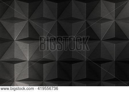 3D dark gray paper craft tetrahedron patterned background