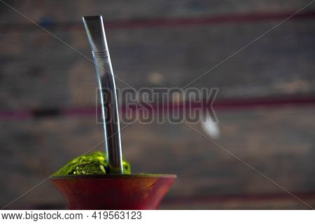 Poultry Gourd Or Gourd With Yerba Mate (ilex Paraguariensis).