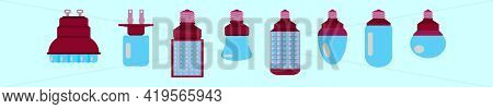 Set Of Light Blub Cartoon Icon Design Template With Various Models. Modern Vector Illustration Isola