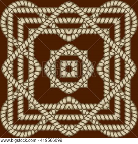 Ropes Seamless Pattern. Modern Ornamental Vector Background. Repeat Decorative Golden Strings Orname