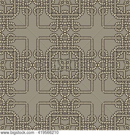 Ropes And Strings Seamless Pattern. Ethnic Ornamental Vector Background. Repeat Decorative Ornaments