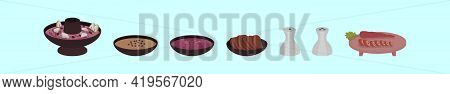 Set Of Hotpot Ingredients Cartoon Icon Design Template With Various Models. Modern Vector Illustrati