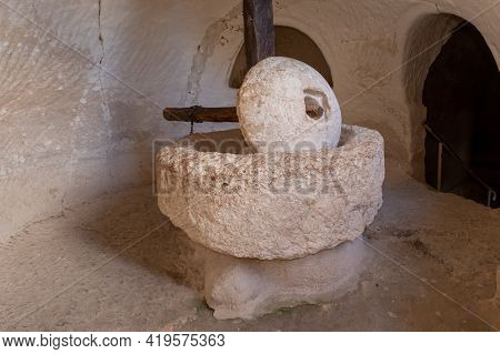 The Stone Of The Oil Press On The Excavations Of The Ancient Maresha City In Beit Guvrin, Near Kirya