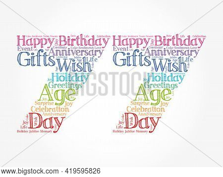 Happy 77th Birthday Word Cloud, Holiday Concept Background