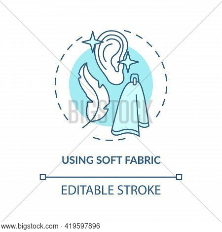 Using Soft Fabric Concept Icon. Ear Hygiene Method Idea Thin Line Illustration. Lessening Irritation