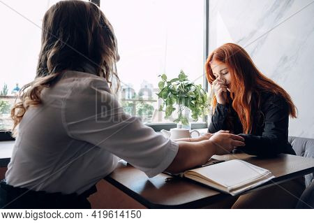 Mental Health, Wellness, Support, Emotional Stress, Therapy Concept. Communication Session Of Woman 