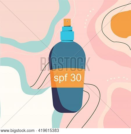 Sunscreen Gel Or Block Spray.abstract Background With Uv Cosmetic For Dermis Protecting.mid Century 