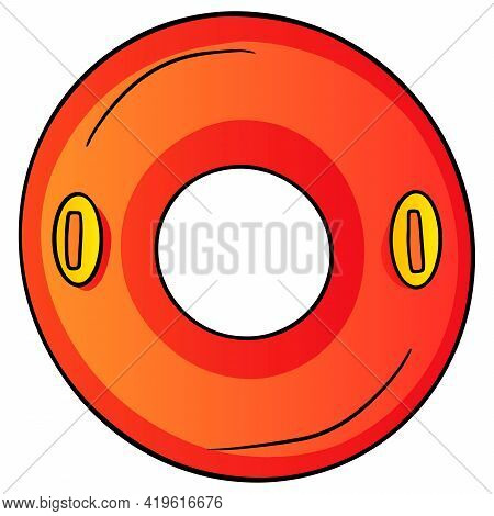 Items For Swimming Circle Inflatable With Handles Red In Cartoon Style