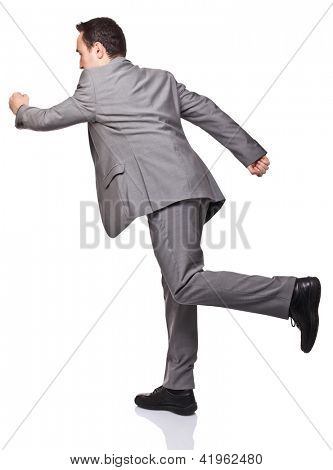 uomo d'affari in esecuzione isolato on white background