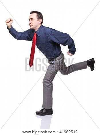uomo d'affari in esecuzione isolato on white background