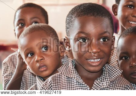 School Children In Accra Who Want To Be In The Picture. The Picture Taken In Achimota, Located In Th