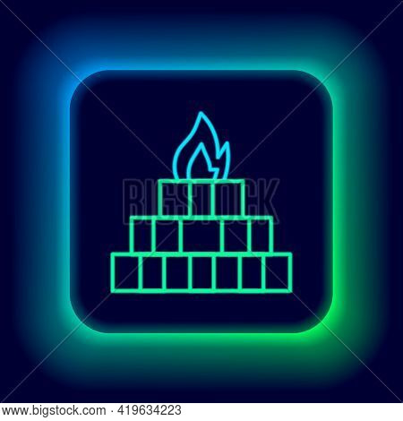 Glowing Neon Line Yagna Icon Isolated On Black Background. Colorful Outline Concept. Vector