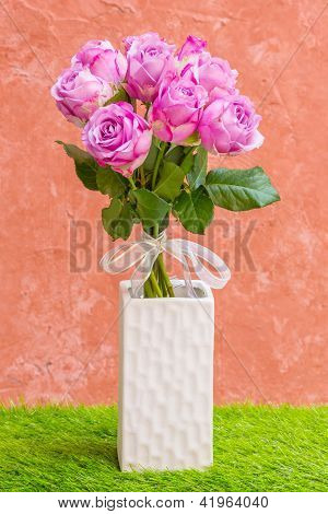 Rosa violeta em vaso