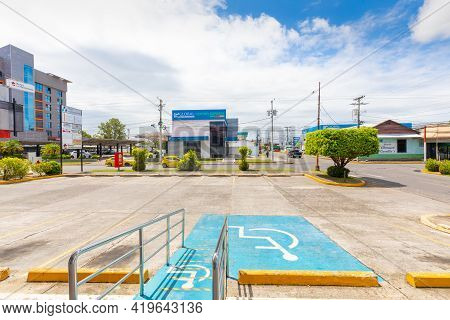 Panama David May 1, Parking And Pedestrian Walkway For The Disabled In Interprovincial Square. Shoot