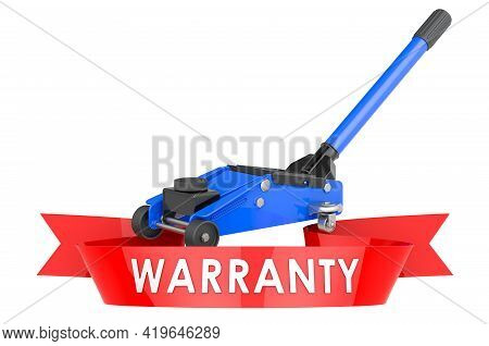 Hydraulic Floor Jack Warranty, Car Service Concept. 3d Rendering Isolated On White Background