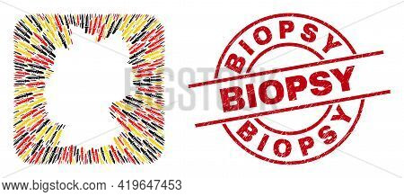 Germany Map Collage In German Flag Official Colors - Red, Yellow, Black, And Grunge Biopsy Red Circl