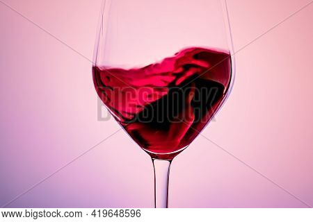 Premium Red Wine In Crystal Glass, Alcohol Drink And Luxury Aperitif, Oenology And Viticulture Produ