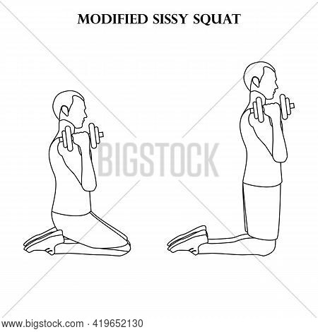 Modified Sissy Squat Exercise Strength Workout Illustration Outline