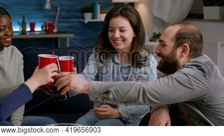 Group Of Multi-cultural Happy Friends Having Fun During Free Wekeend Party