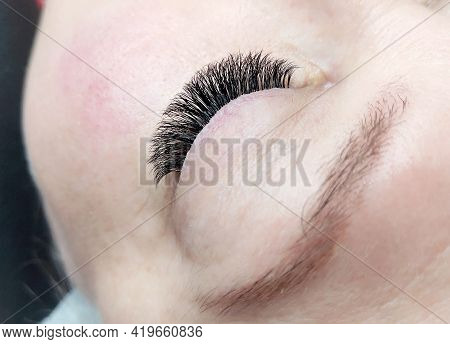 Lash Extensions In Beauty Salon Macro Eye Top View