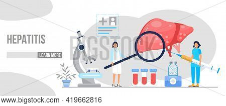 Hepatology Concept Vector For Medical Website, Landing Page. Concept Of Hepatitis A, B, C, D, Cirrho