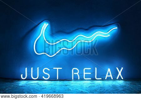 Blue Neon Sign Just Relax. Trendy Style. Neon Sign. Custom Neon. Home Decor.