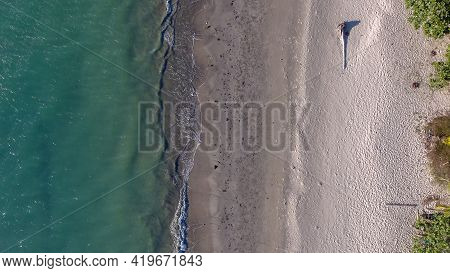 Top View Empty And Clean Beach With Waves Crashing Empty Beach In Layang Layangan Beach,labuan Ft,ma