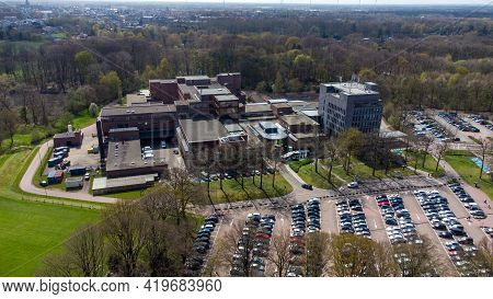 Turnhout, Belgium, 27 April 2021, Bird Eye Aerial View Of The Az Sint Jozef Hospital In The City Of 