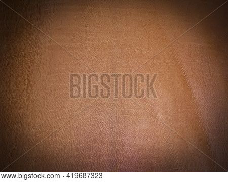 Old Beaty Natural Leather Texture. Selective Focus