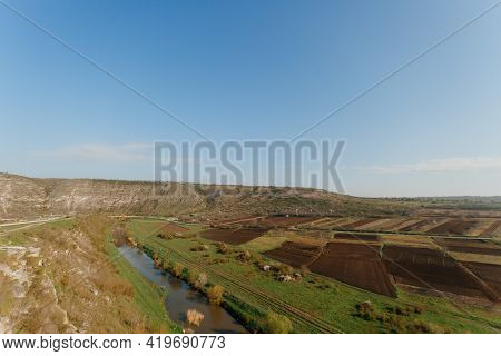 Beautiful Landscape. Old Orhei. Moldova. Raut River On Sunny Day. High Quality Photo