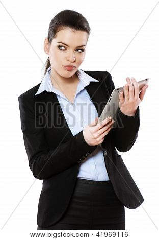 Businesswoman Working On Digital Tablet