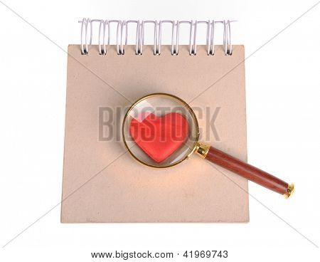 돋보기, 빨간 하트 스티커 메모